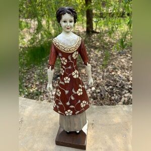 Women's Floral A-Line Dress in Deep Red